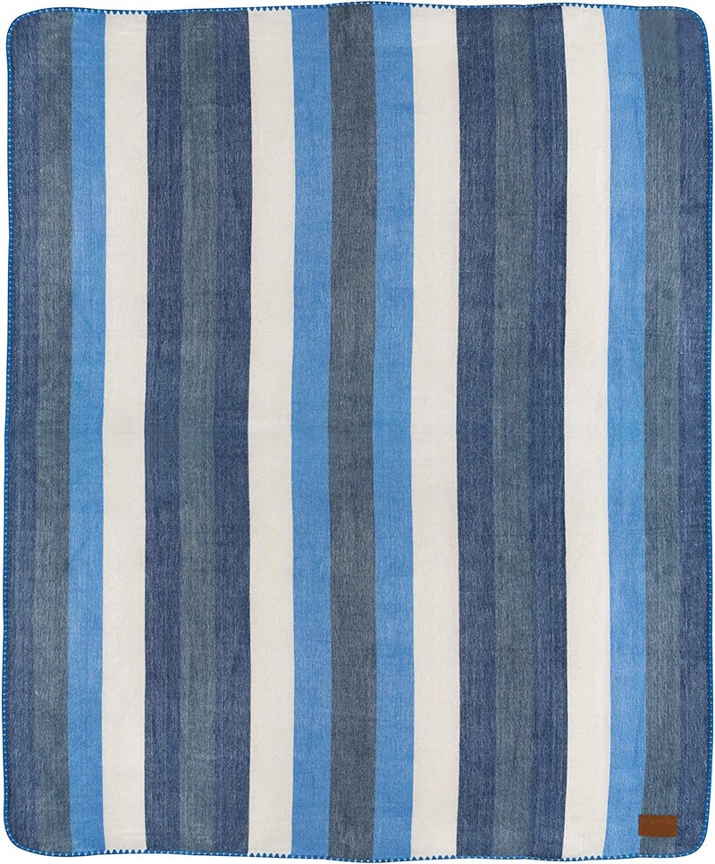 QISU Alpaca Wool Blanket Throw | Large, Beautiful, Warm, Stripe | 85 x 65 inches | Ultra-Soft, Hypoallergenic and Breathable | Non-Itchy or Scratchy Fabric (Blue White Stripe), Queen - Image 3